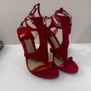 Brian Atwood Vibrant Red Heeled Sandals